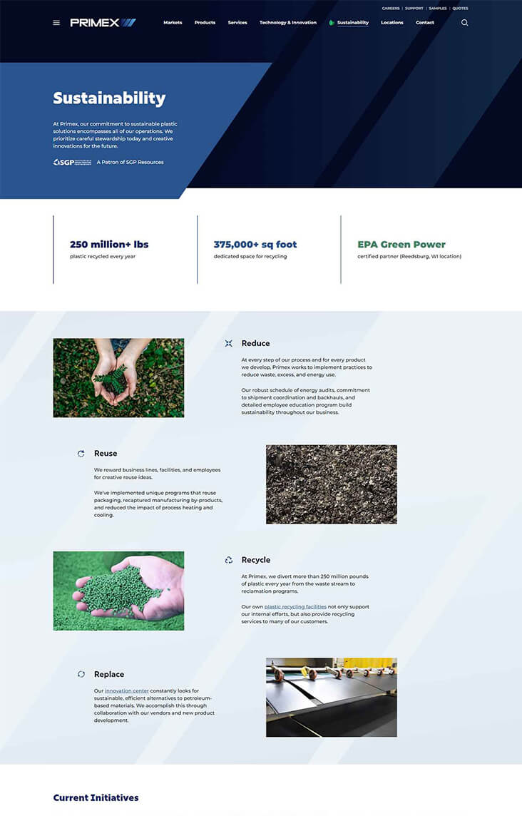 Sustainability web page