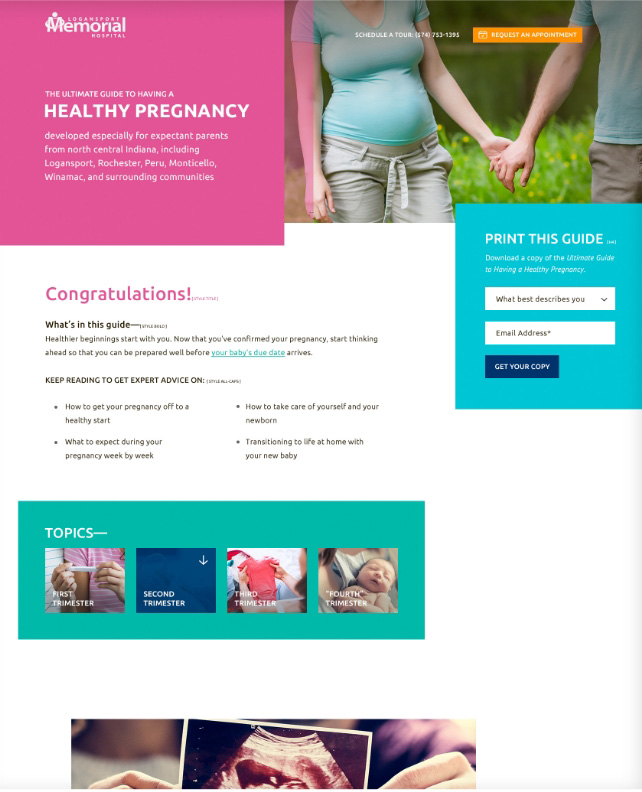 Pregnancy pillar page design