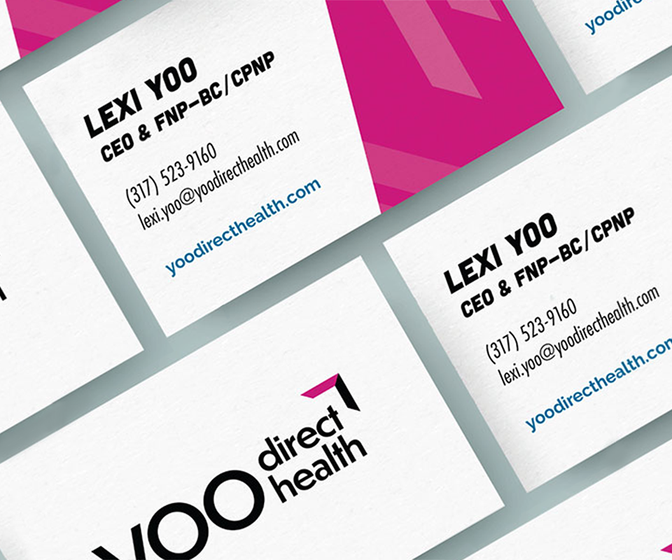 Brand assets: Yoo Direct Health business cards