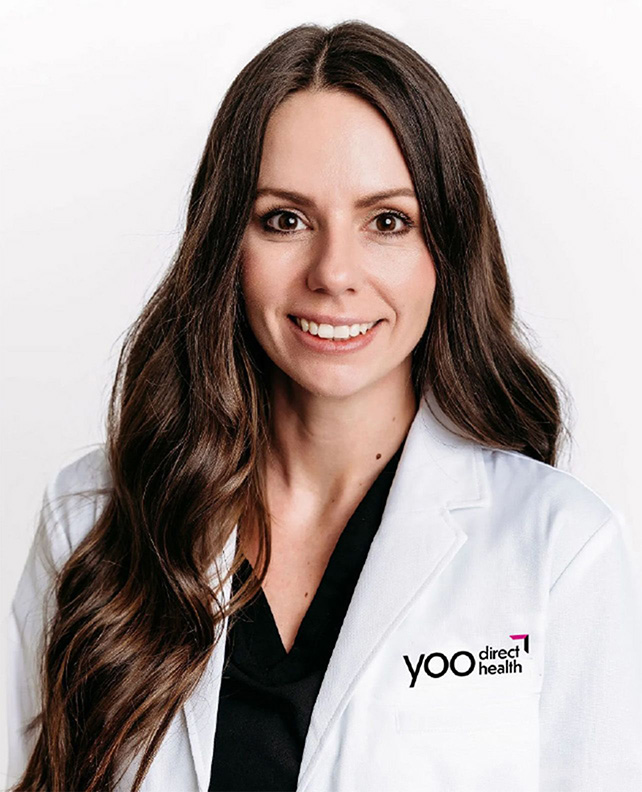 Yoo Direct Health branding - lab coat on doctor