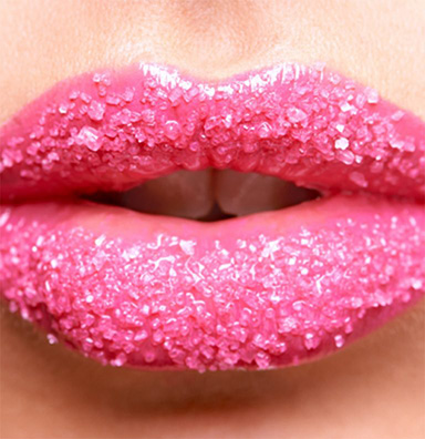 pink lips coated in sugar