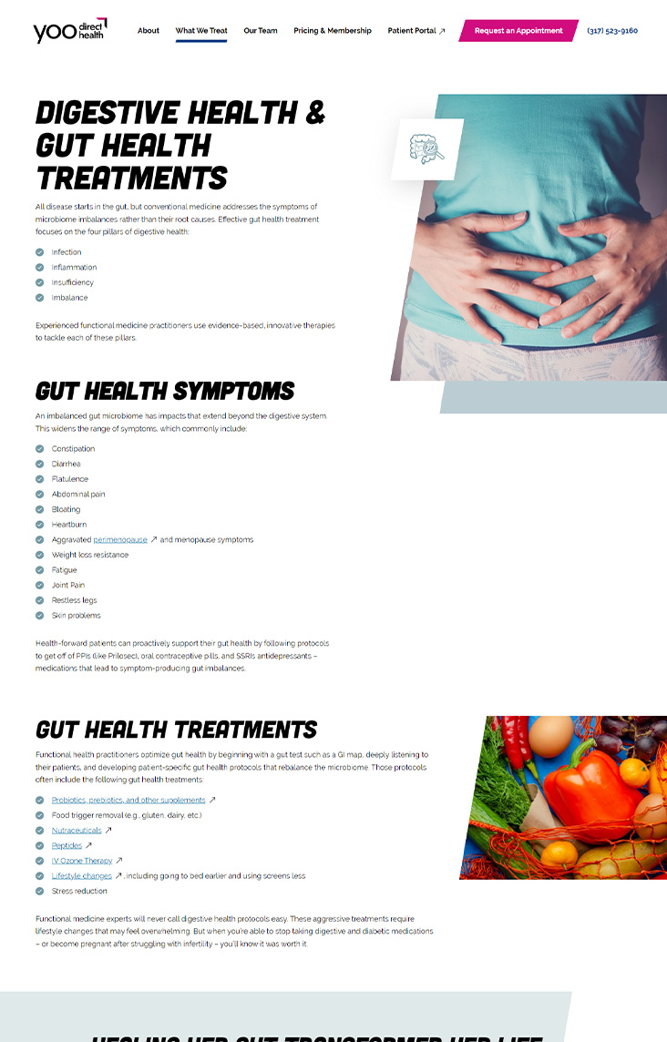 Example of service page, Digestive health